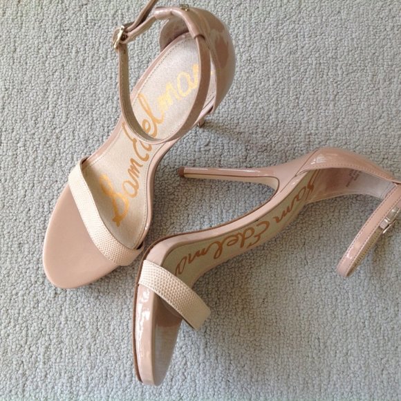 Sam Edelman, Eleanor Patent nude / blush Snake Print, high heel Sandals - Picture 6 of 8